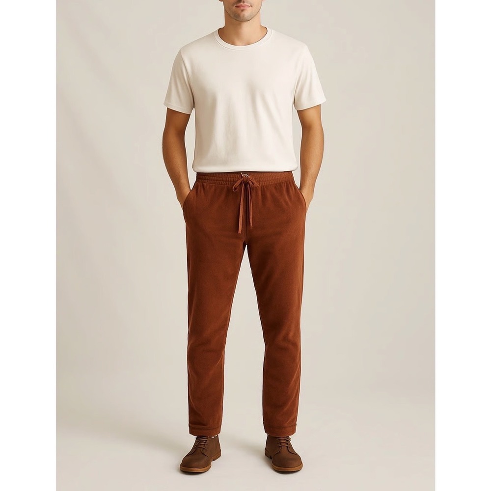 Katin Corduroy Joggers Unisex Medium Rust Brown Elastic Drawstring 29in Inseam‎